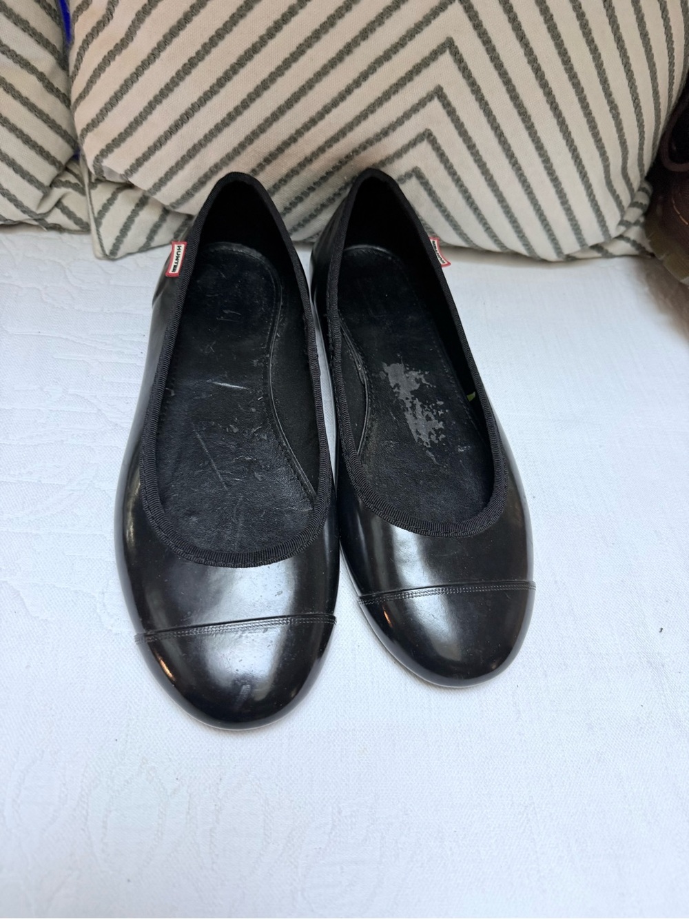 Hunter Black Gloss Rubber Ballet Flats